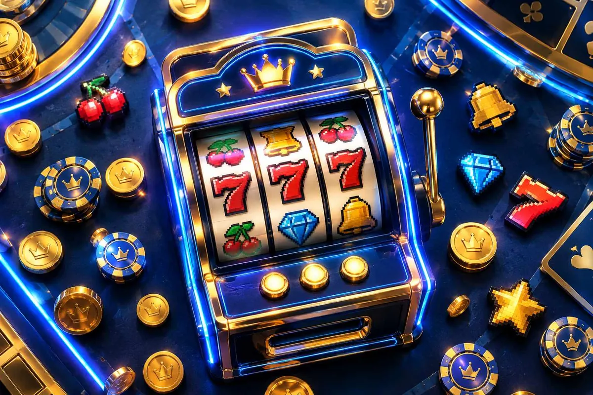 Ilustrasi slot machine and golden casino — panduan Hoki69 Link Alternatif Hoki69